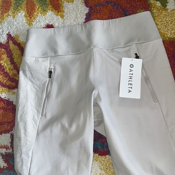 NEW WITH TAGS WOMEN’S ATHLETA BIRCH GRAY PEAK HYBRID FLEECE TIGHT SIZE MEDIUM - Picture 8 of 11